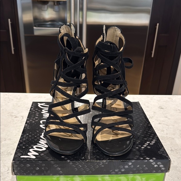 SAM EDELMAN ALBA Black Suede Heels - Picture 2 of 13